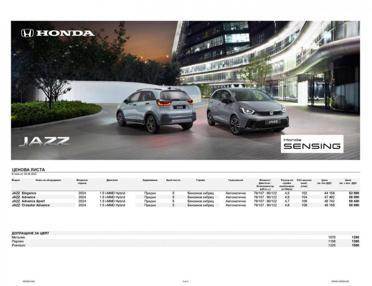 Honda JAZZ Ценова листа и спецификация. Honda (2024-05-19-2024-05-19)