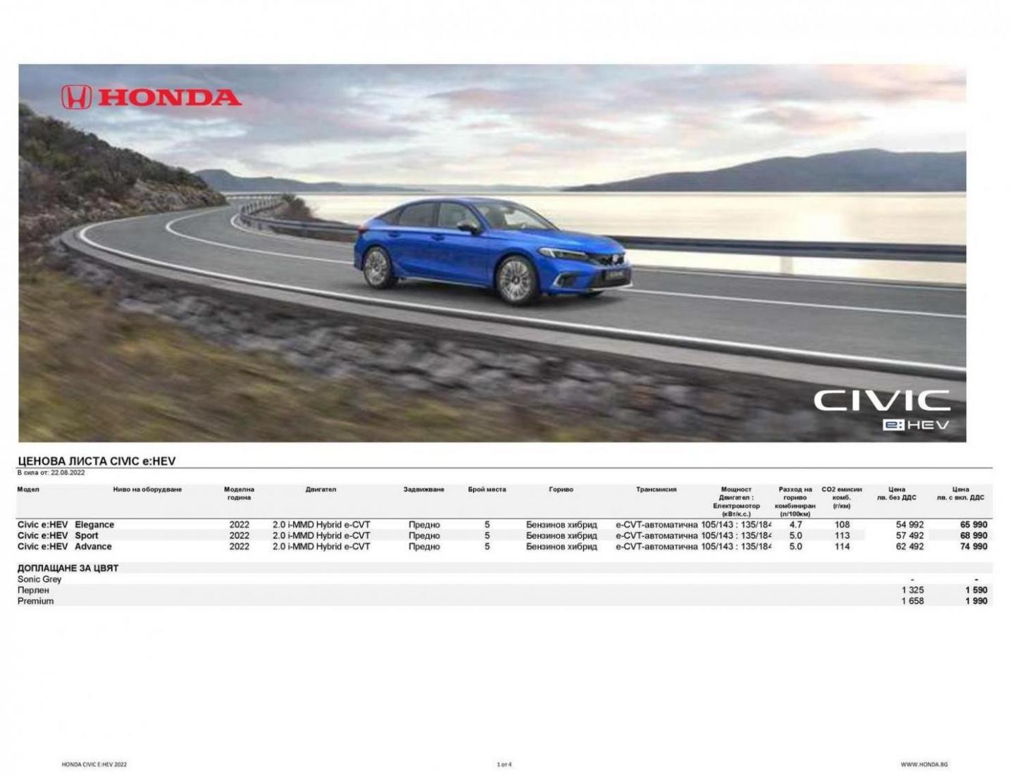 Honda Ценова листа и спецификация. Honda (2024-03-22-2024-03-22)